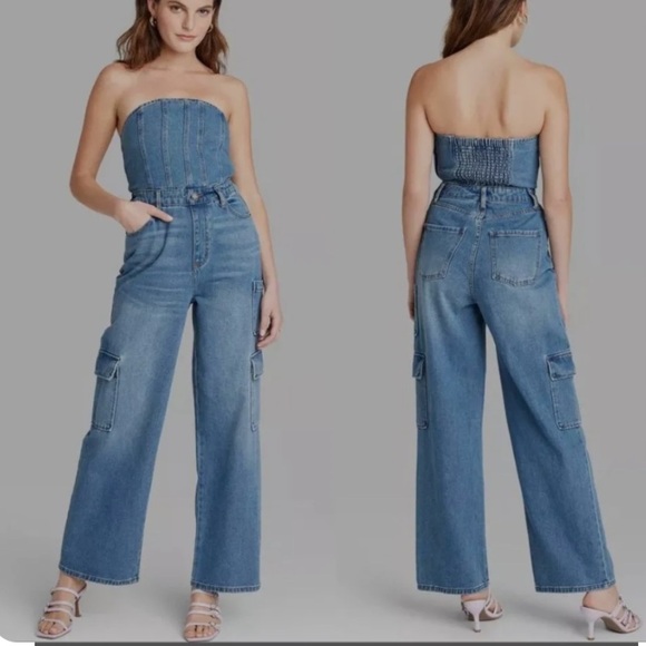 Wild Fable High-Waisted Tube Top Denim Romper - Picture 12 of 12